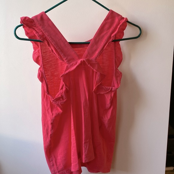 Loft, Size SP, ruffle sleeve top. Color is Watermelon. Perfect Condition - Picture 2 of 3